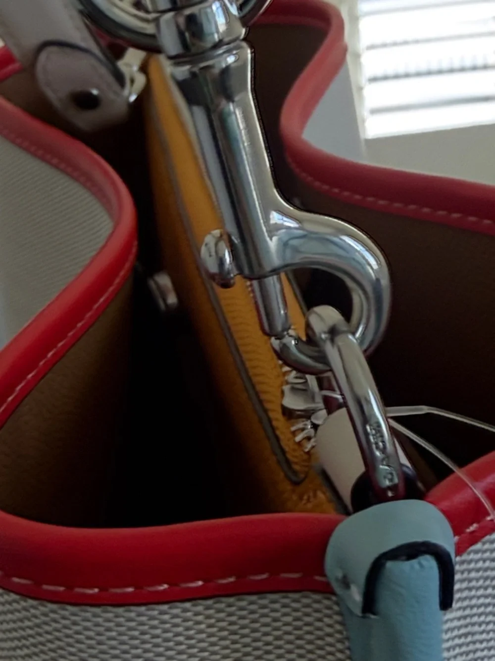 NWT Coach Colorblock Canvas Mollie Bucket Bag — Cream, Red, Navy & Yellow.